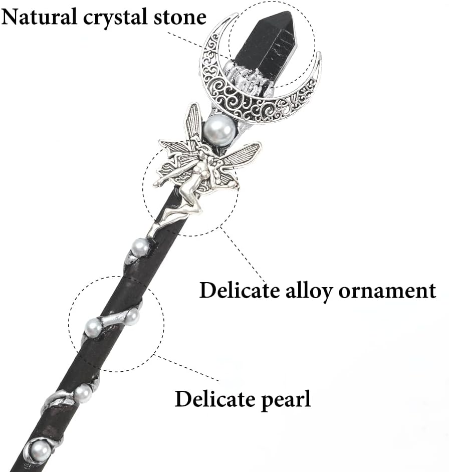 Bubbmi rhinestone witch magic wand in Snakepurple with solid wood body and metal accents - view 14