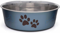 Loving Pets Bella Dog Bowls, Stainless Steel Dog & Cat Bowls - Blueberry / Medium (20-35lbs)