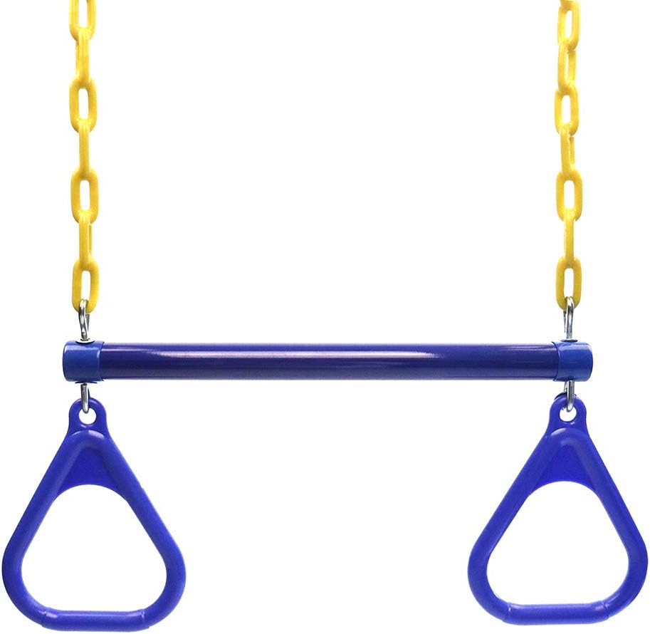 Take Me Away 18'' Trapeze Swing Bar Rings 48'' Heavy Duty Plastic - Blue - image 2