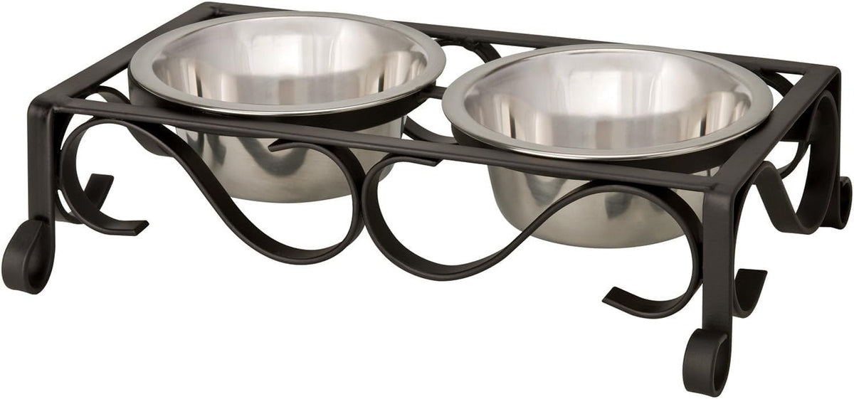 Loving Pets Elevated Dog Bowls - Matte Black / 0.5 Quarts
