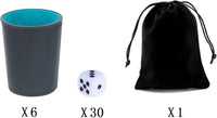 LoKii black and purple leather dice cups with felt lining and dot dice - view 12