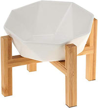 Ceramic Tilted Raised Cat Bowl - White with stand