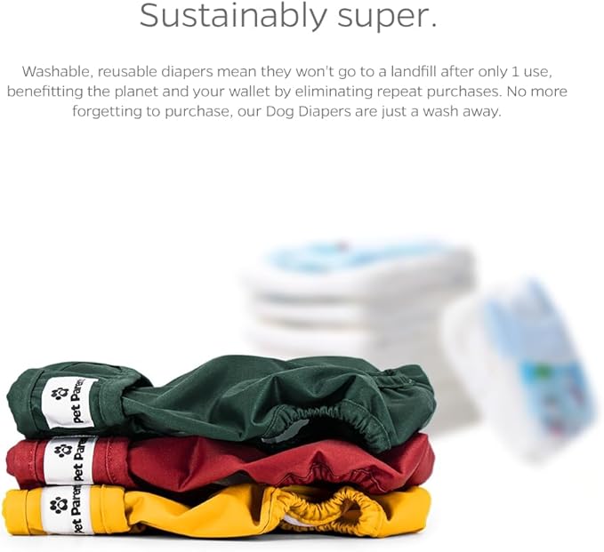 Pet Parents® Washable Dog Diapers (3pack) + Extendrs® of Durable Doggie Diapers, Premium Dog Diapers Female (X-Small, Samba)
