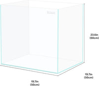 39 Gallon Tall Rimless Aquarium, Ultra Clear Low Iron Large Fish Tank, L19.7×W19.7×H23.6 Glass Thickness 10mm with EVA Foam Leveling Mat