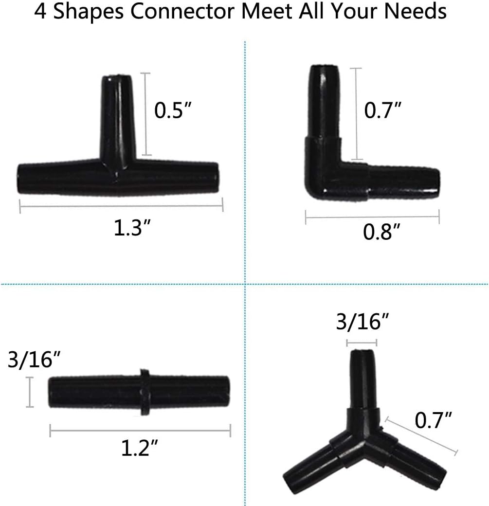 Aquarium 50 Feet Standard 3/16" Black Flexible Airline Tubing – Essentials for Fish - 100 Feet with connectors - image 3