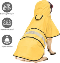 Waterproof Dog Raincoat, Adjustable Pet Rain Coats - Yellow / X-Large - image 2