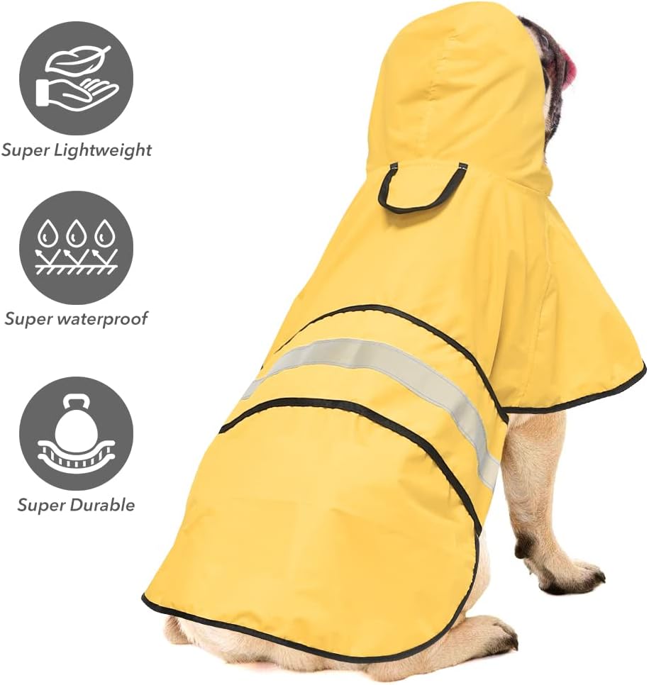 Waterproof Dog Raincoat, Adjustable Pet Rain Coats - Yellow / X-Large - image 2