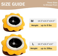 Cat Beds for Indoor Cats-Rabbit-Shaped Cat Cave Bed with Hanging Toy - Sunflower Brown / Sunflower / M - image 4