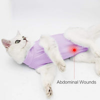 DOTON Cat Recovery Suit for Male and Female Surgical Post Surgery Soft Cone Onesie Shirt Clothes Neuter Licking Protective Diapers Outfit Cover Kitten Spay Collar(L, Purple)
