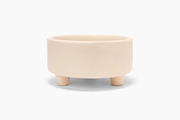 Waggo Uplift Ceramic Dog Bowl for Small Medium and Large Breeds - Heavyweight and Durable Pet Food and Water Dish Crock, Dishwasher Safe, Modern, Elevated Feeder (Buttercream, Small)