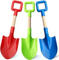Amarlozn 16 inch kids beach sand shovels with long wooden handles, avocado color set of 3 - view 3