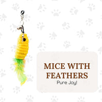 Interactive Cat Toys for Indoor Cats 2 in 1 Cat Wand Toys Solid Round Base Toys for Bored Indoor Adult Cats Self Play Feather Toy Bird Feather