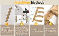 4-Step Cat Wall Shelves and Stairs With Sisal Rope - Improved & Stronger Tree Supplies, Large, Brownish White