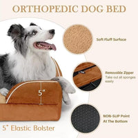 Comfort Expression XL Orthopedic Dog Beds, Waterproof Extra Large Dog Beds with Bolster, Washable Pet Sofa Couch with Removable Cover & Non-Slip Bottom(X-Large,Caramel)