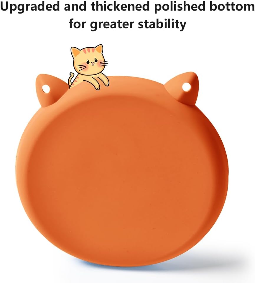 2Pcs Silicone Slow Feeder Cat Bowl, Puzzle Feeder - Orange / Purple - image 4