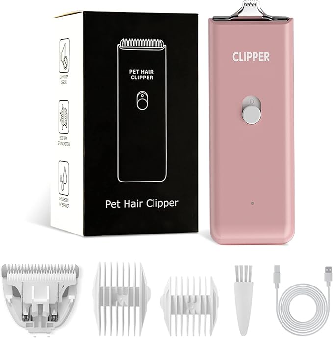 Feet Hair Trimmer, Dog Clippers,Quiet Washable USB Rechargeable Cordless Dog Grooming Kit,Electric Pets Hair Trimmers Shaver Shears for Dogs and Cats Pink
