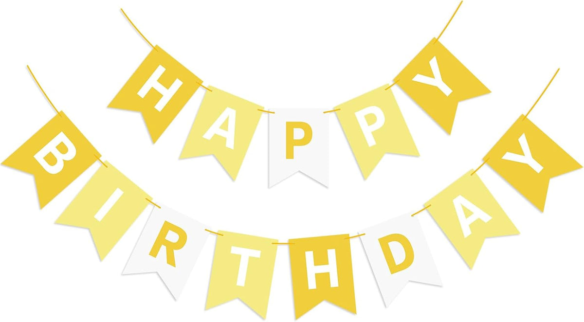 Orange Happy Birthday Banner Birthday Sign for Backdrop Happy - White Yellow