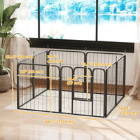 24" Dog Playpen Indoor Outdoor, Portable Foldable 8 Panels Pet Playpen with Door & Strap for Small Dogs