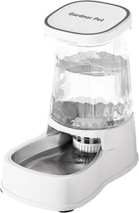 Automatic Dog Water Dispenser, Stainless Steel Bowls Feeder - White / 1 Gallon