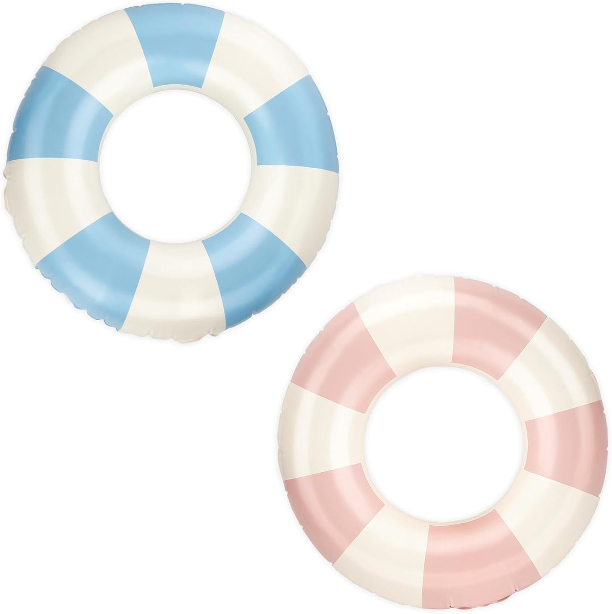 Rugwioyu pool tubes for kids, two round blue and white inflatable swim rings - view 2