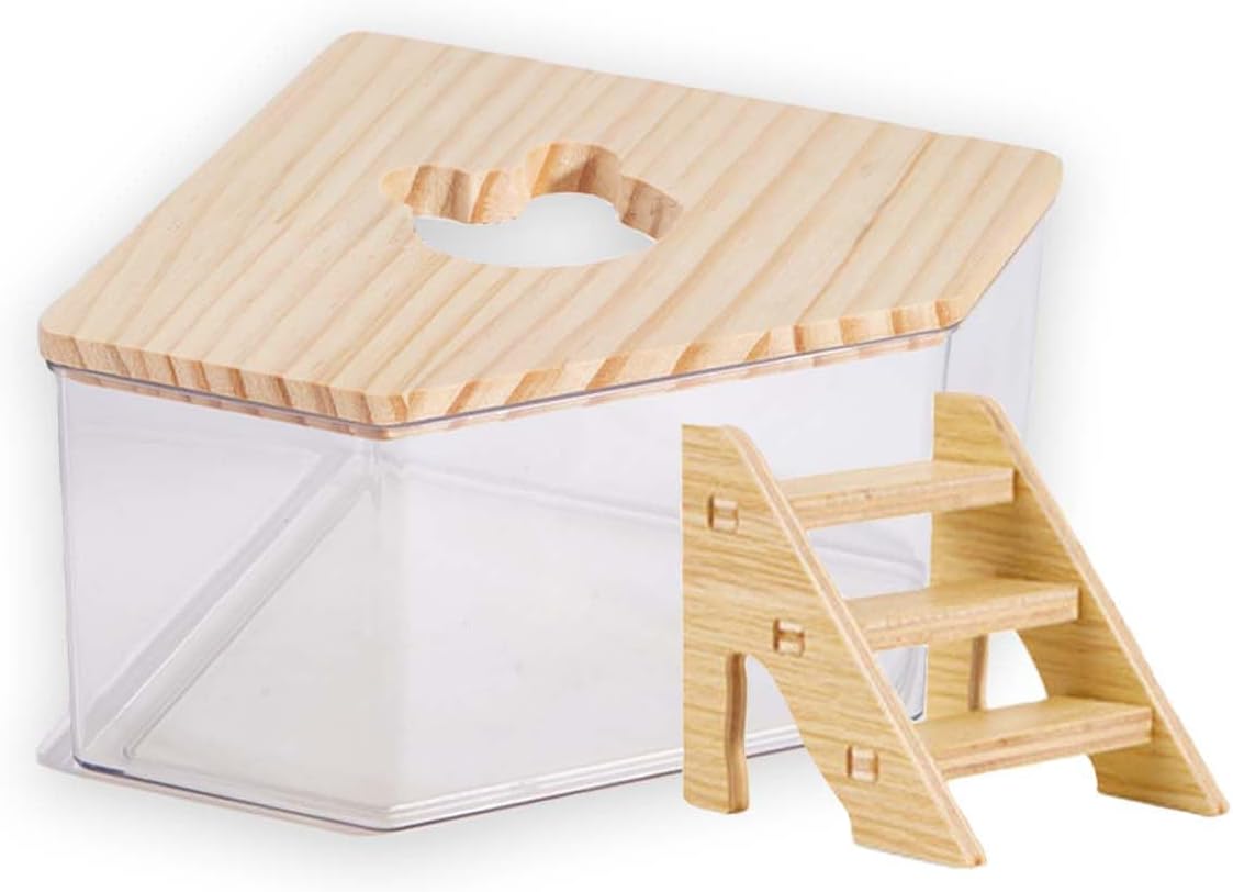 Hamster Sand Bath Box, Pentagon Sand Container with Ladder – Essentials for Small Pets - Pentagon / M
