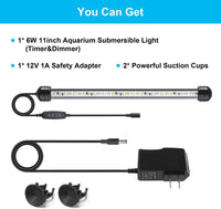 DaToo 4W 7.5inch Submersible Aquarium Light Underwater Fish Tank - 6W 11inch (With Timer&Dimmer) - image 2