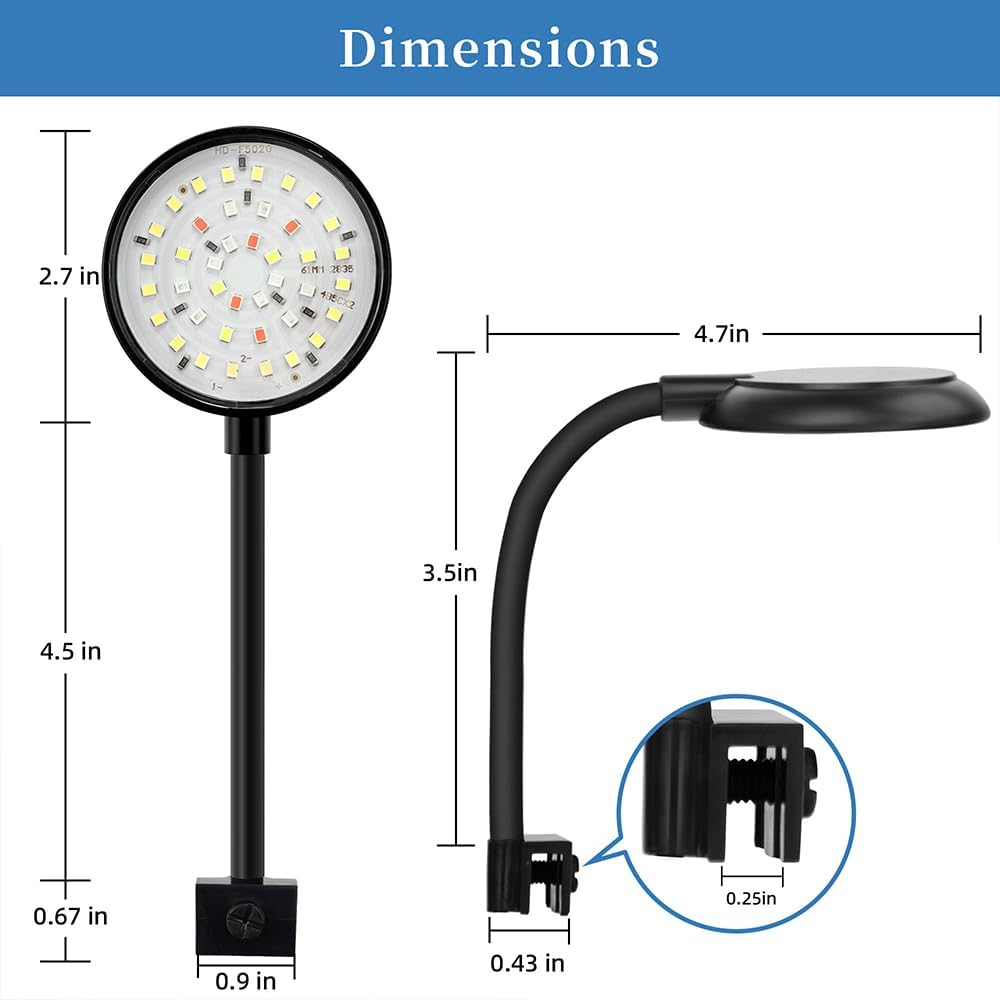 DaToo Mini Clip On Aquarium Light 7W Dimmable Small Fish Tank Light - Mini With Timer & Dimmer - image 4