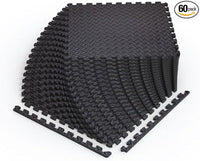 Norsk Foam Floor Gym Mats with Interlocking Tiles, .47" Thick, 24"x24", 60-Pack, 240 Square Feet, Diamond Plate Design, Black