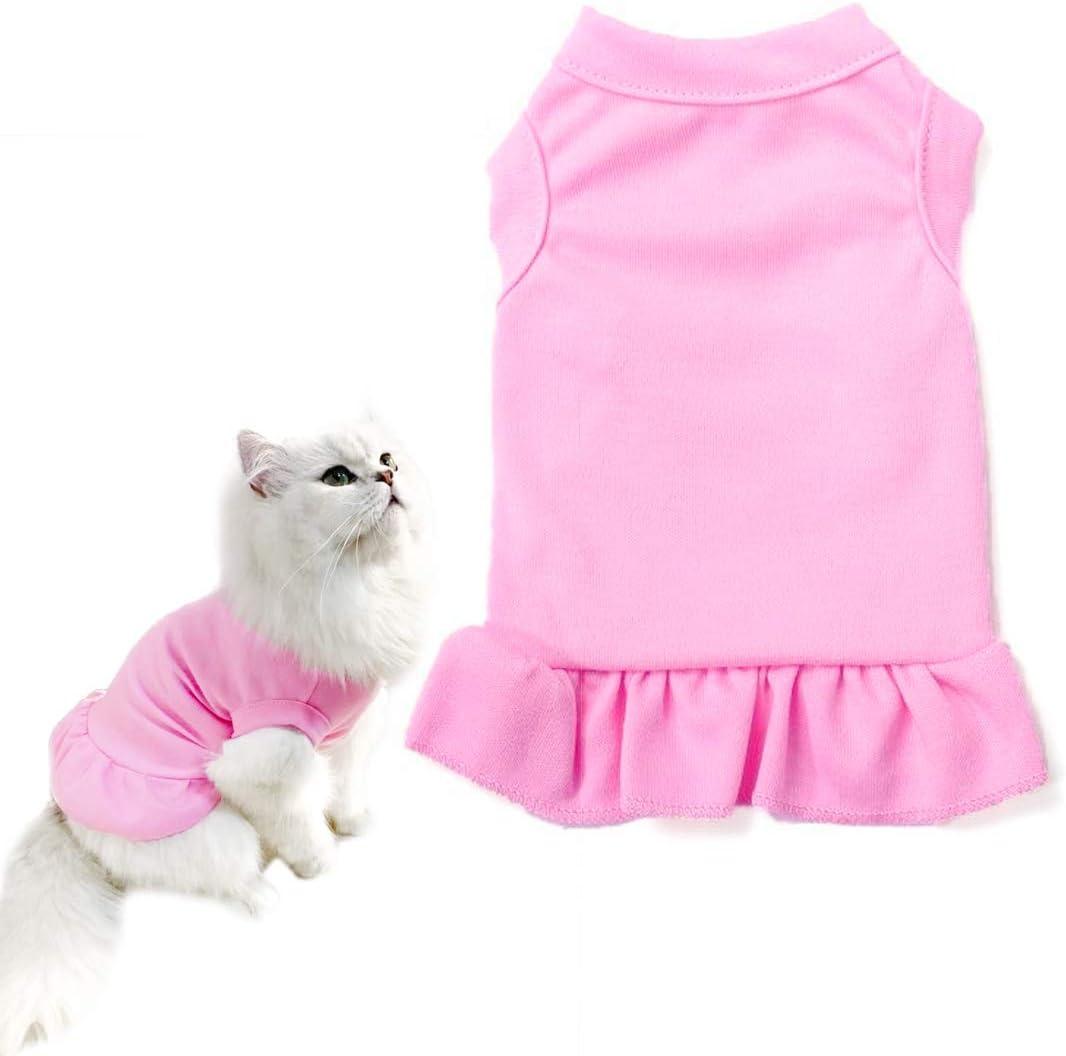 Dog Skirt Shirts, Puppy Dresses for Small Dogs Girls - Small / Pink