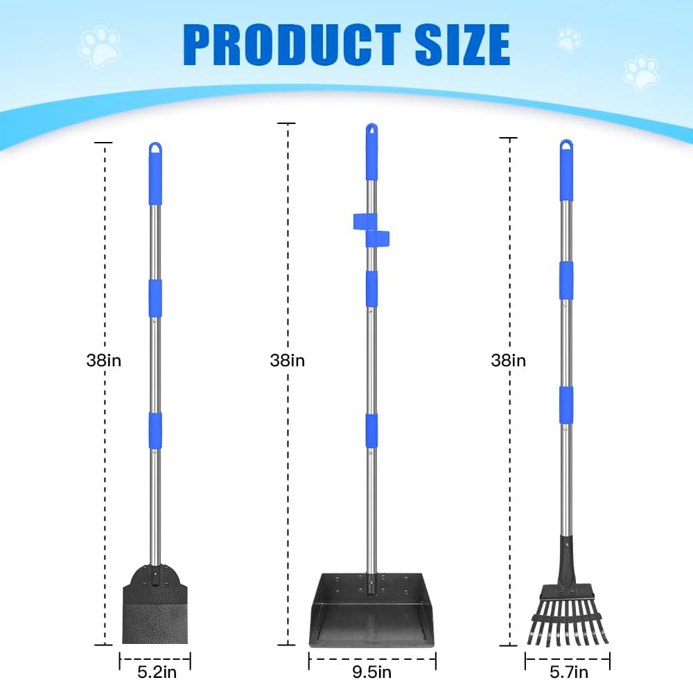 Metal Pooper Scooper for Dogs Heavy Duty Long Handle Rake - 1. Blue - image 2