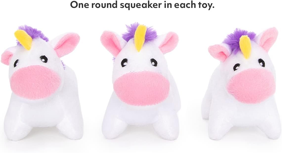 ZippyPaws Burrow Replacement Miniz Squeaky Toy for Enrichment - Unicorns (3-pack) - image 3