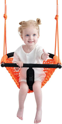 2 -in - 1 Toddler Swing. Swing Seat for kids Adjustable Ropes, for Kids Heavy Duty Rope Play - Orange