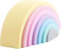 BLUE GINKGO 10-Piece Silicone Rainbow Stacker, Montessori Toy - 7 Layer