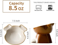 Nihow Elevated Ceramic Dog Bowls: 6.5 Inch Raised Dog Bowl for Food - 8.5 OZ (1 Bowl) / Brown - image 2