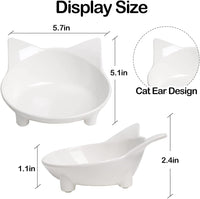 Wide shallow non-slip cat food and water bowls in BPA-free melamine with a glossy porcelain-like fin - view 2