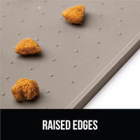 GORILLA GRIP 100% Waterproof Raised Edge BPA Free Silicone Pet Feeding Mat, Dog Cat Food Mats Contain Spills Protects Floors, Placemats for Cats and Dogs Water Bowl, Pets Accessories 28x18 Beige