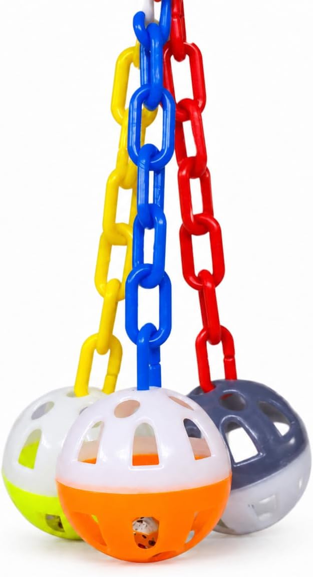Bonka Bird Toys 1467 Ball Clanger Plastic Colorful Noisy Rattle
