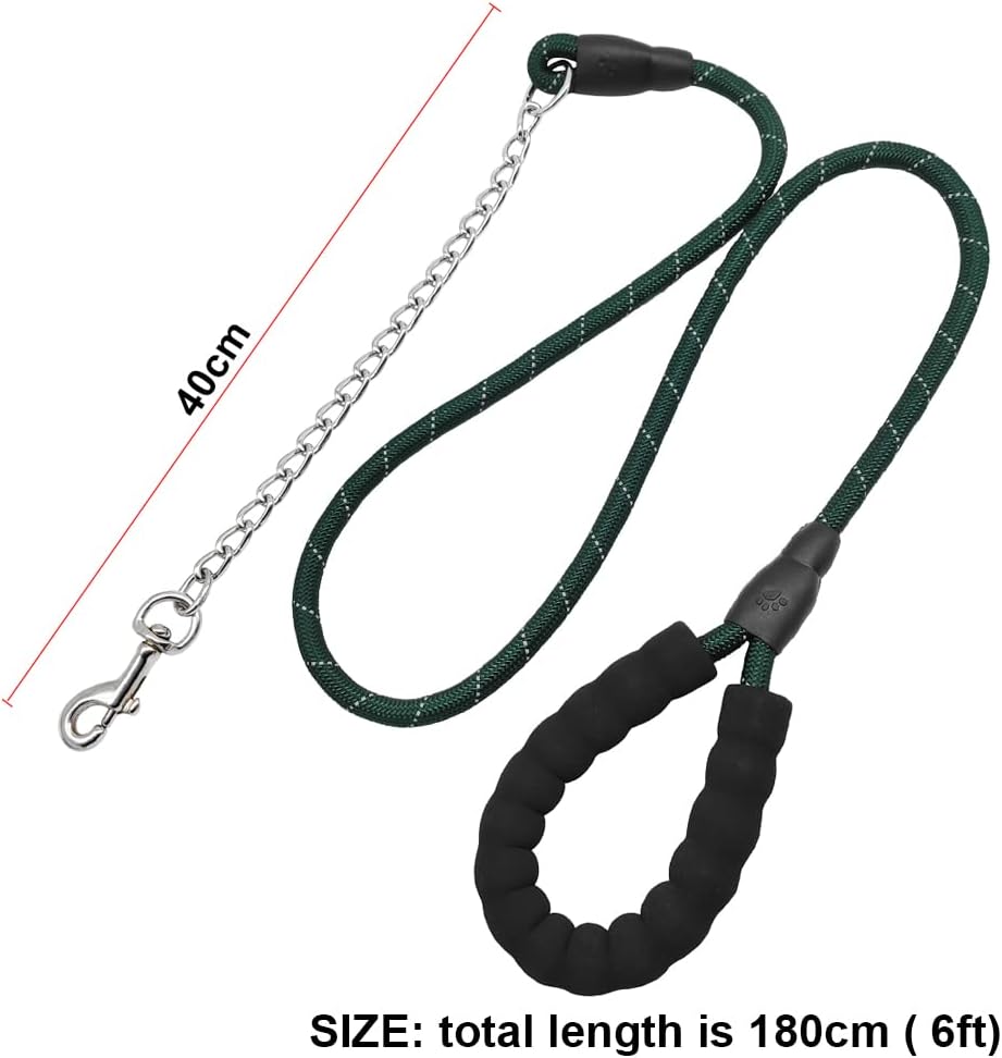 BTINESFUL 6FT Chewproof Dog Leash - dark green - image 3