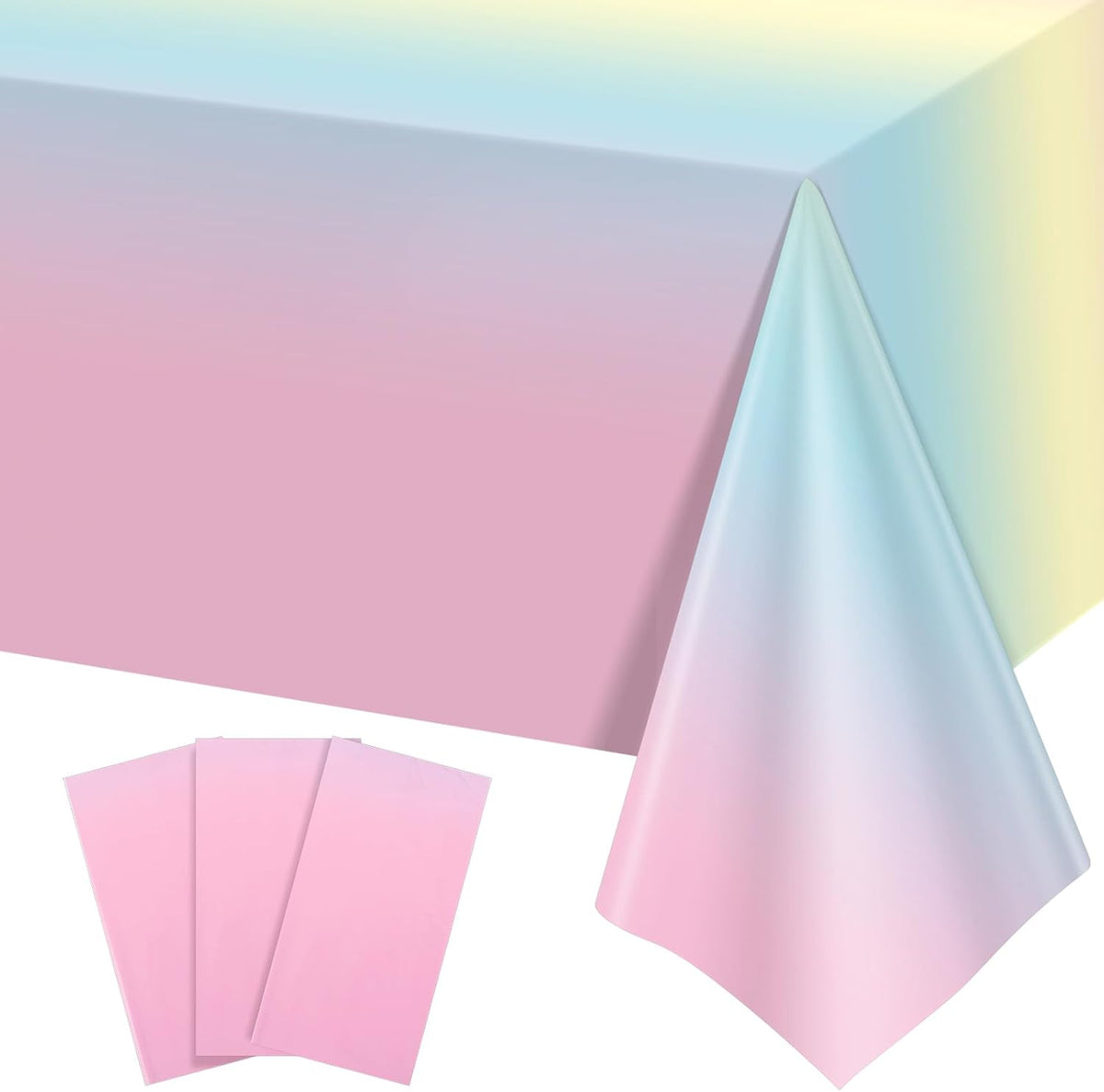 3 Pack Plastic Birthday Tablecloth - Rainbow