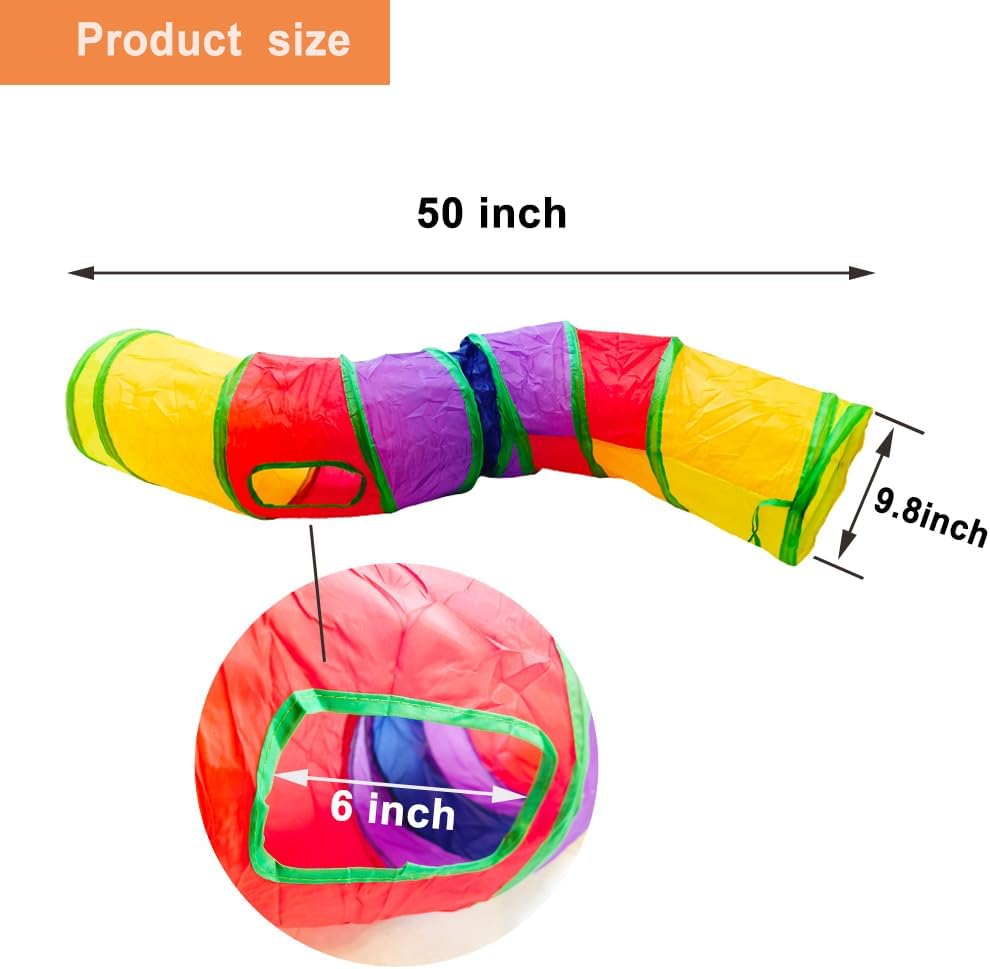 Cat Tunnel Tube Toys，Tunnels for Indoor Cats - S - 2 Way Yellow Green - image 3