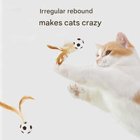 2025 New Interactive Cat Feather Ball Toy Set - Elastic Bouncy Cat Toys with Feather Tails, Silicone Rolling Balls for Indoor Cats & Kitten Exercise, Safe & Fun Play (1 Set)