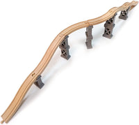 OrgMemory wooden train track bridge supports in natural beech wood with straight tracks - view 5