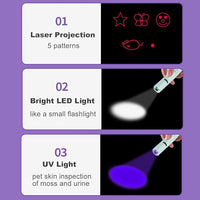 PARTSPOWER Laser Pointer Interative Cat Toy for Cats to Chase, Rechargeable Red Laser Light Pointer Exercises Training Tool for Kittens Cats Dogs (White)