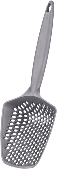 Set of 3 Cat Litter Scoop with Small Holes, Deep Sifting Shovel for Fine Litter, Reptile Terrarium Sand & Rabbit Pooper Lifter, Hanging Handle Poop Scooper (Gray, Set of 3)