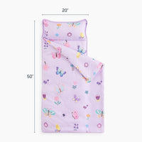 Wake In Cloud purple butterfly toddler nap mat with attached blanket and pillow - view 6