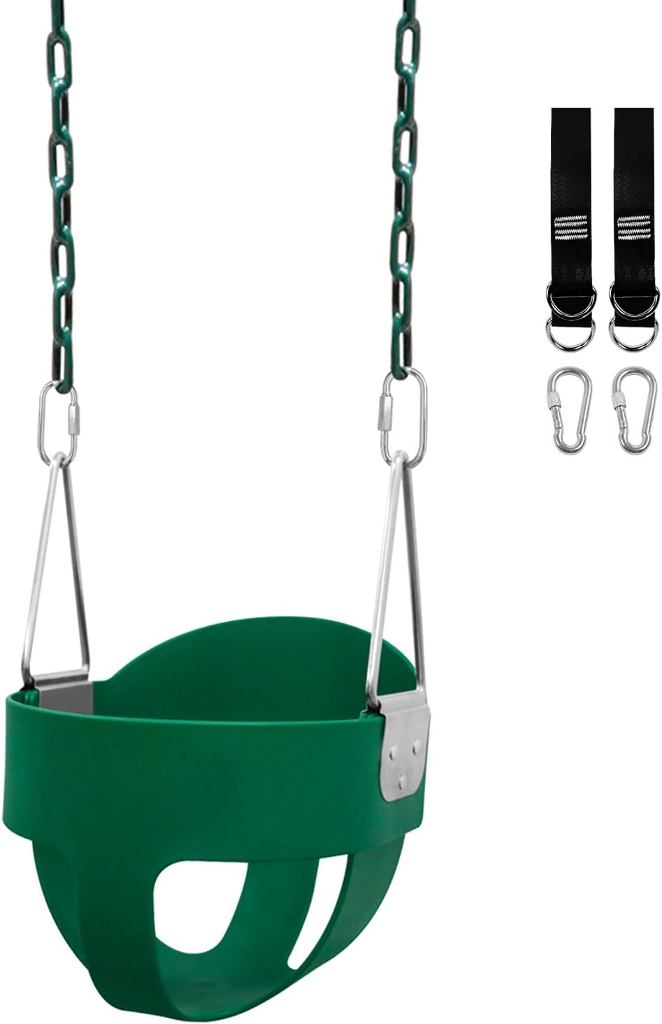Perantlb toddler swing set with high back bucket seat and swing seat hanging from a tree - view 7