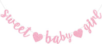 BEISHIDA Pre-Strung Glitter Champagne Girl Baby Banner Baby Shower - Dark Pink