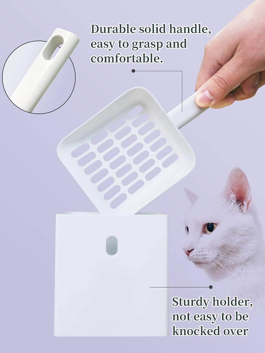 Kitty Litter Scoop, Cat Litter Scooper with Caddy - S-White - image 3