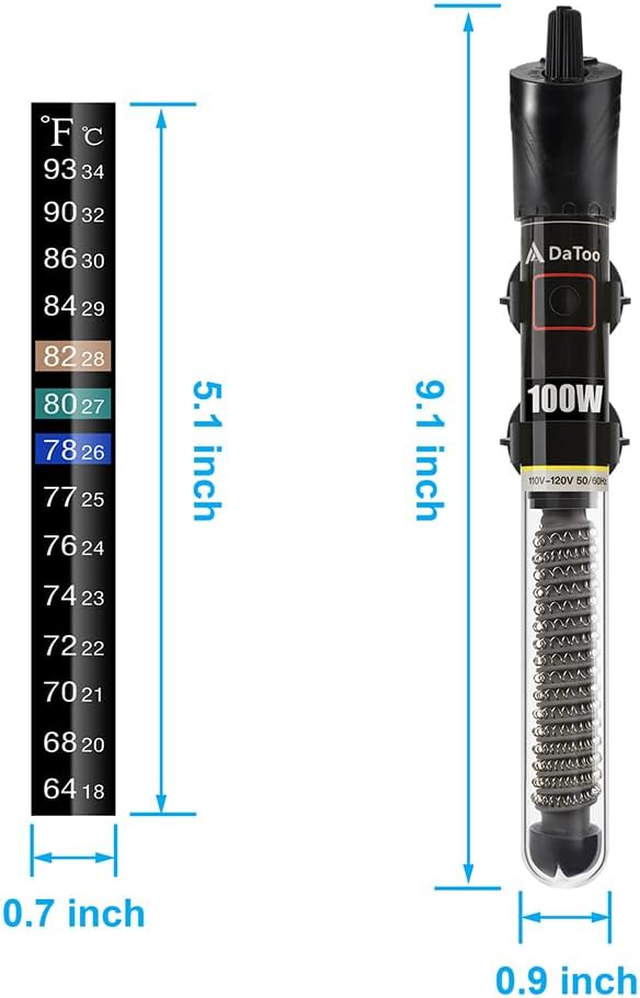DaToo Mini Aquarium Heater 25W Small Fish Tank Heater 25 Watt - 100W - image 2