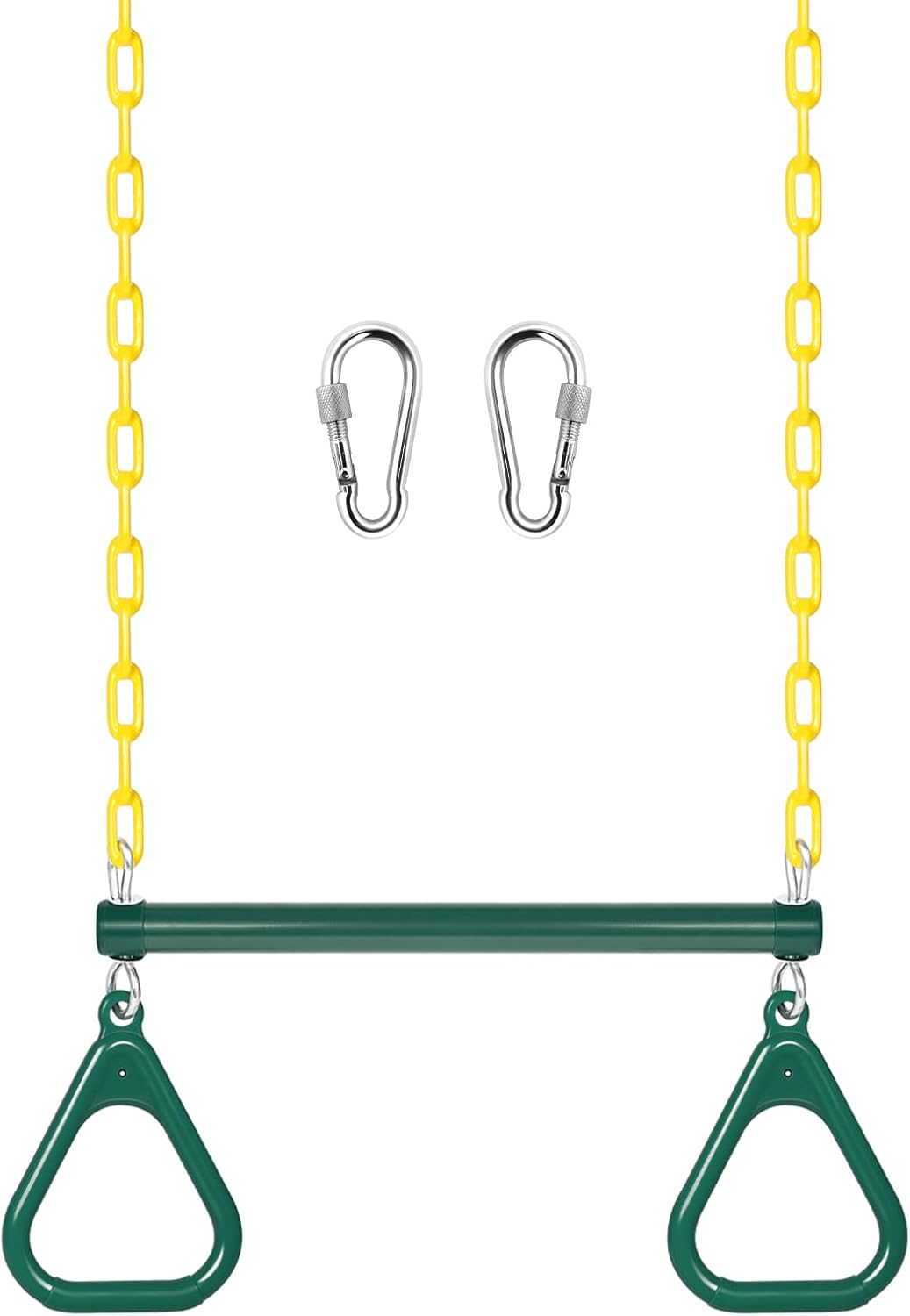LadyRosian trapeze swing bar with plastic gym rings and two 47 inch hanging chains - view 5